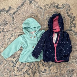 2 - 12months Carter’s coats. Fleece & Raincoat